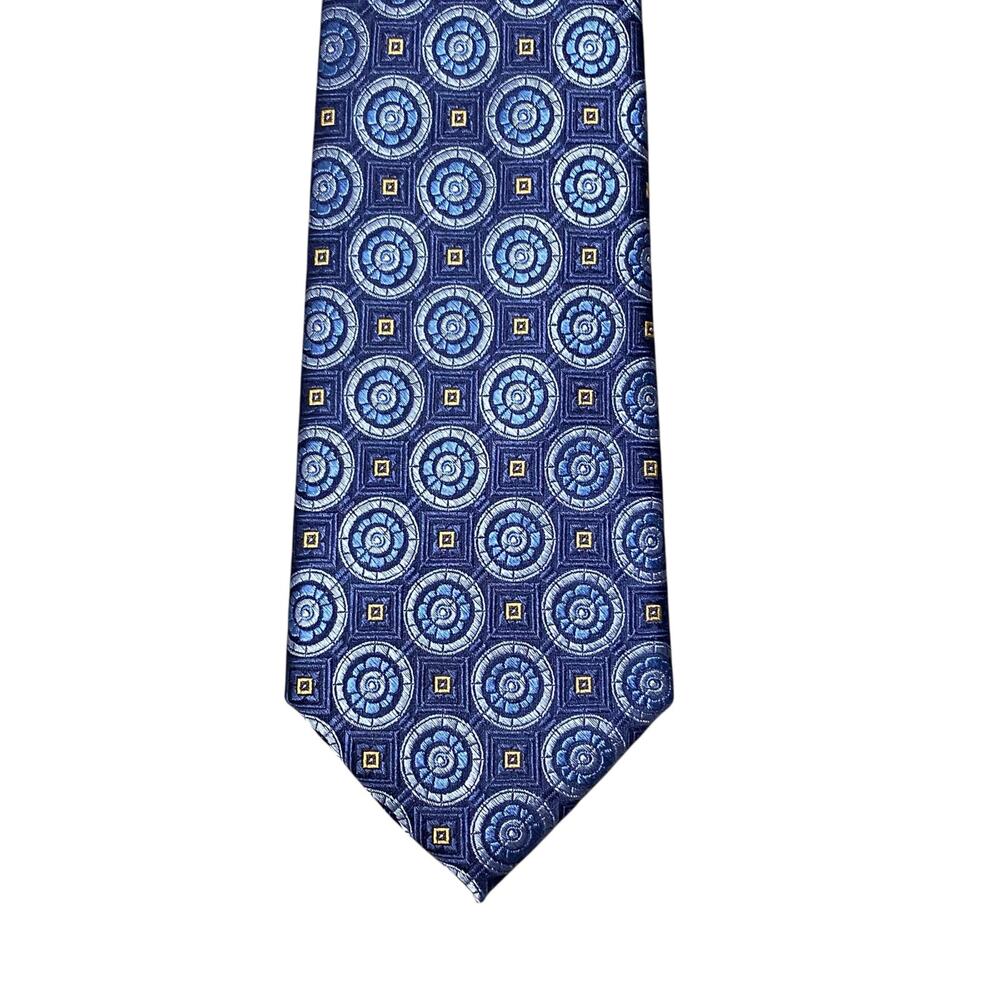 Forsyth Tie Blue Geometric Silk Necktie Neck Tie